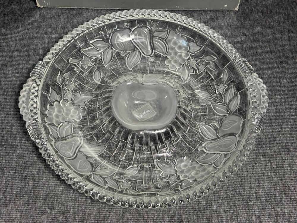 Gorham Spring Traditions Country Terrace 14" Crystal Chip and Dip Platter - NEW